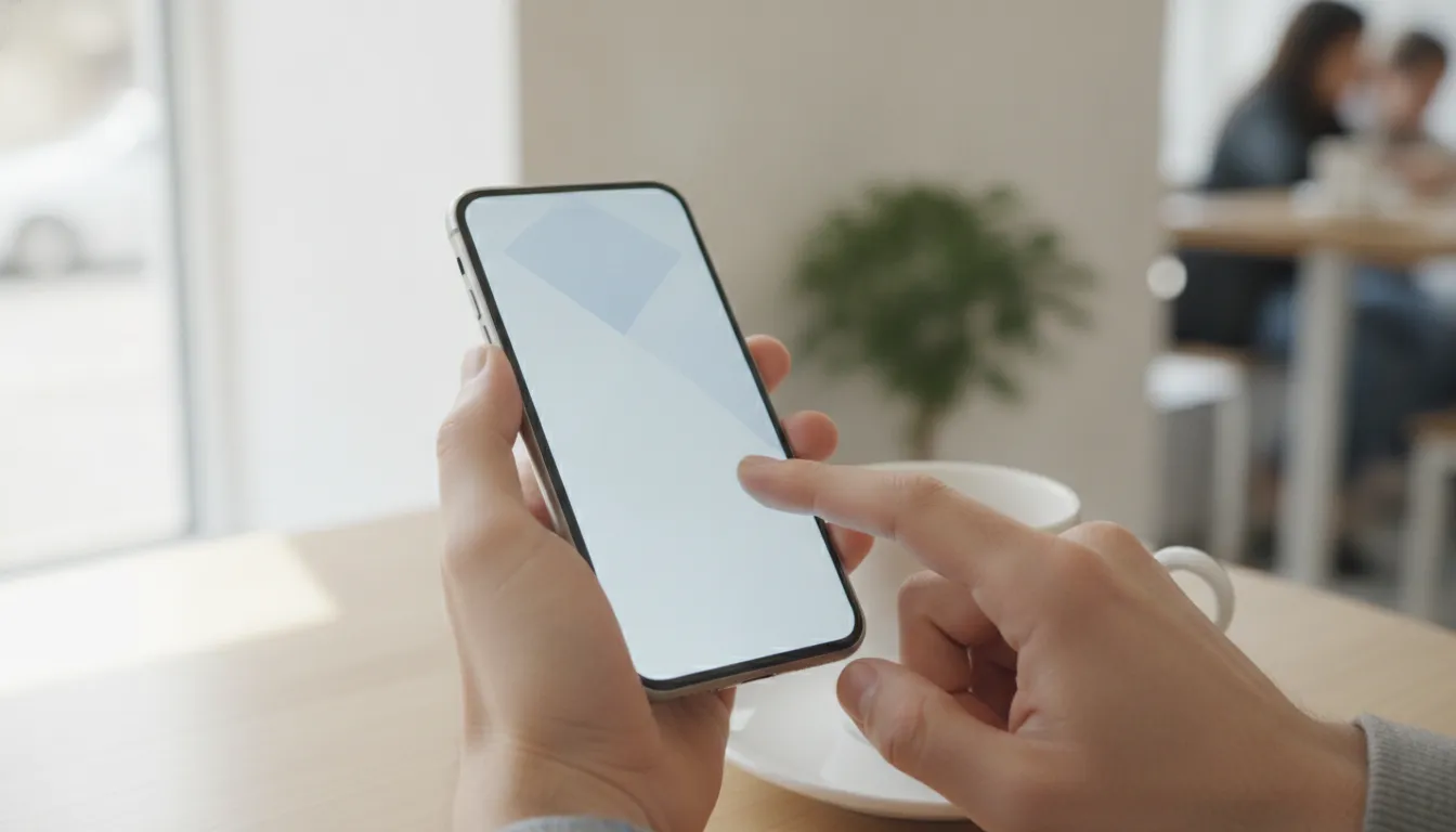 Hands holding a phone showing the eSIM activation process on screen.